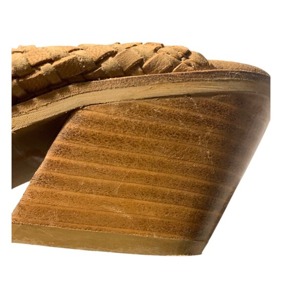 J BRAND Tan Western Heeled Woven Slip-On Women's Leather Mules Size 7.5M - Picture 8 of 8